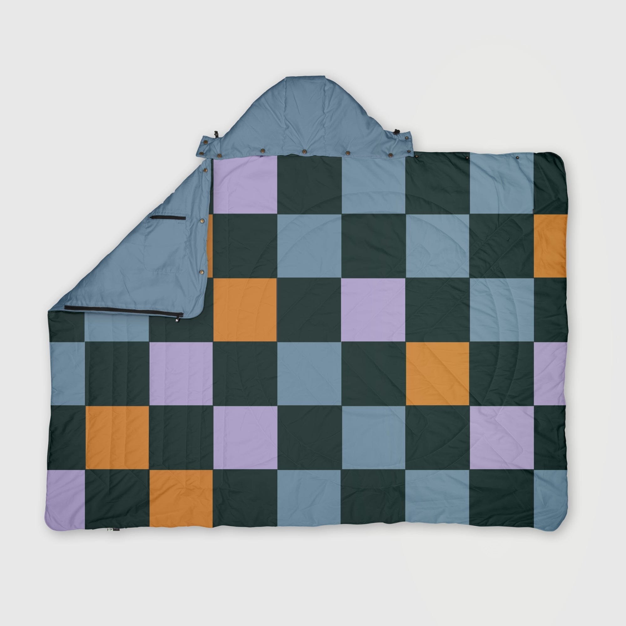 VOITED Compact & Versatile Travel Blanket with Hoodie Cheeckers