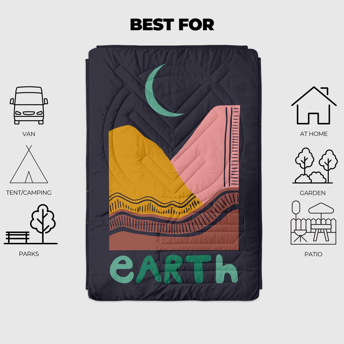VOITED Fleece Outdoor Camping Blanket - Earth