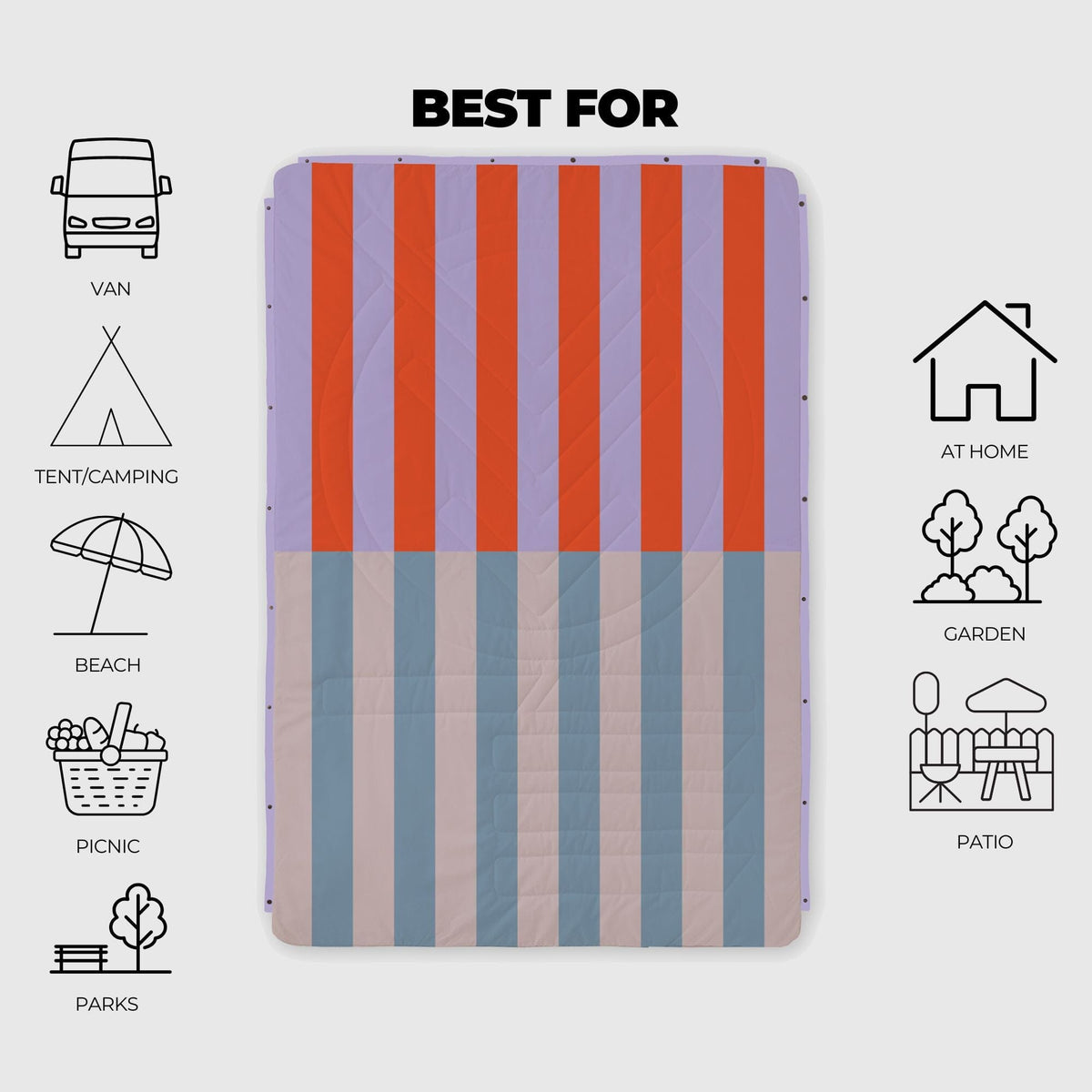 VOITED Recycled Ripstop Outdoor Camping Blanket - Arctic Mist/Digital Lavender