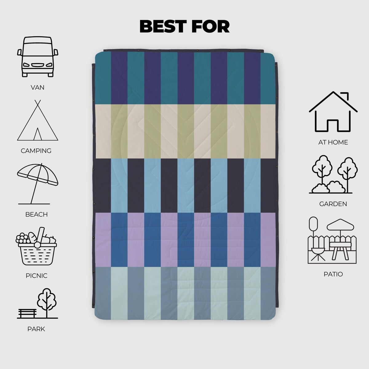 VOITED Recycled Ripstop Outdoor Camping Blanket - Azure