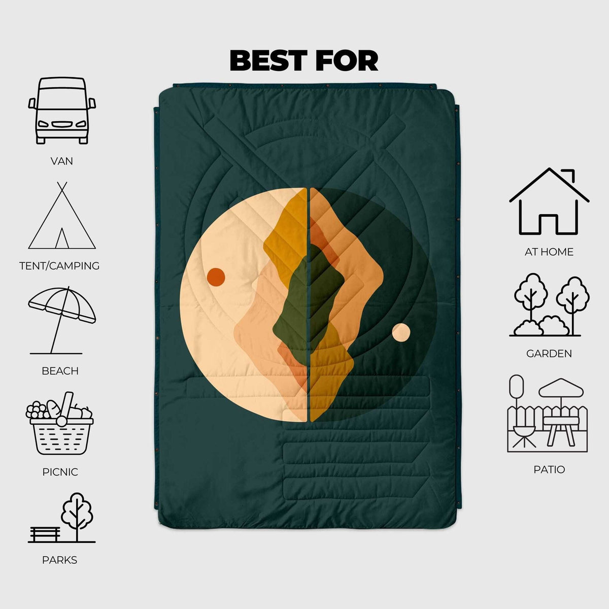 VOITED Recycled Ripstop Outdoor Camping Blanket - Day & Night