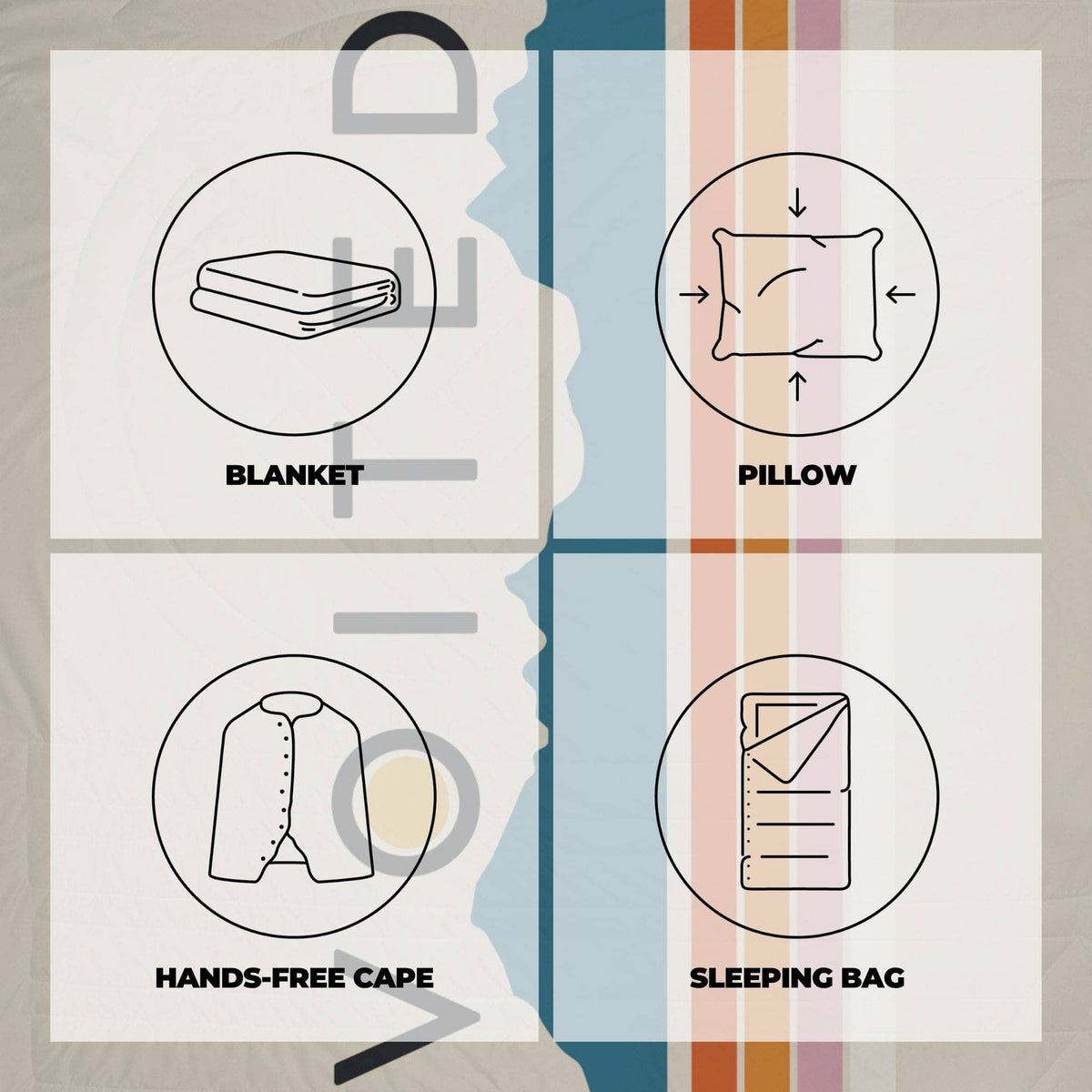 VOITED Recycled Ripstop Outdoor Camping Blanket - Snowy Peak