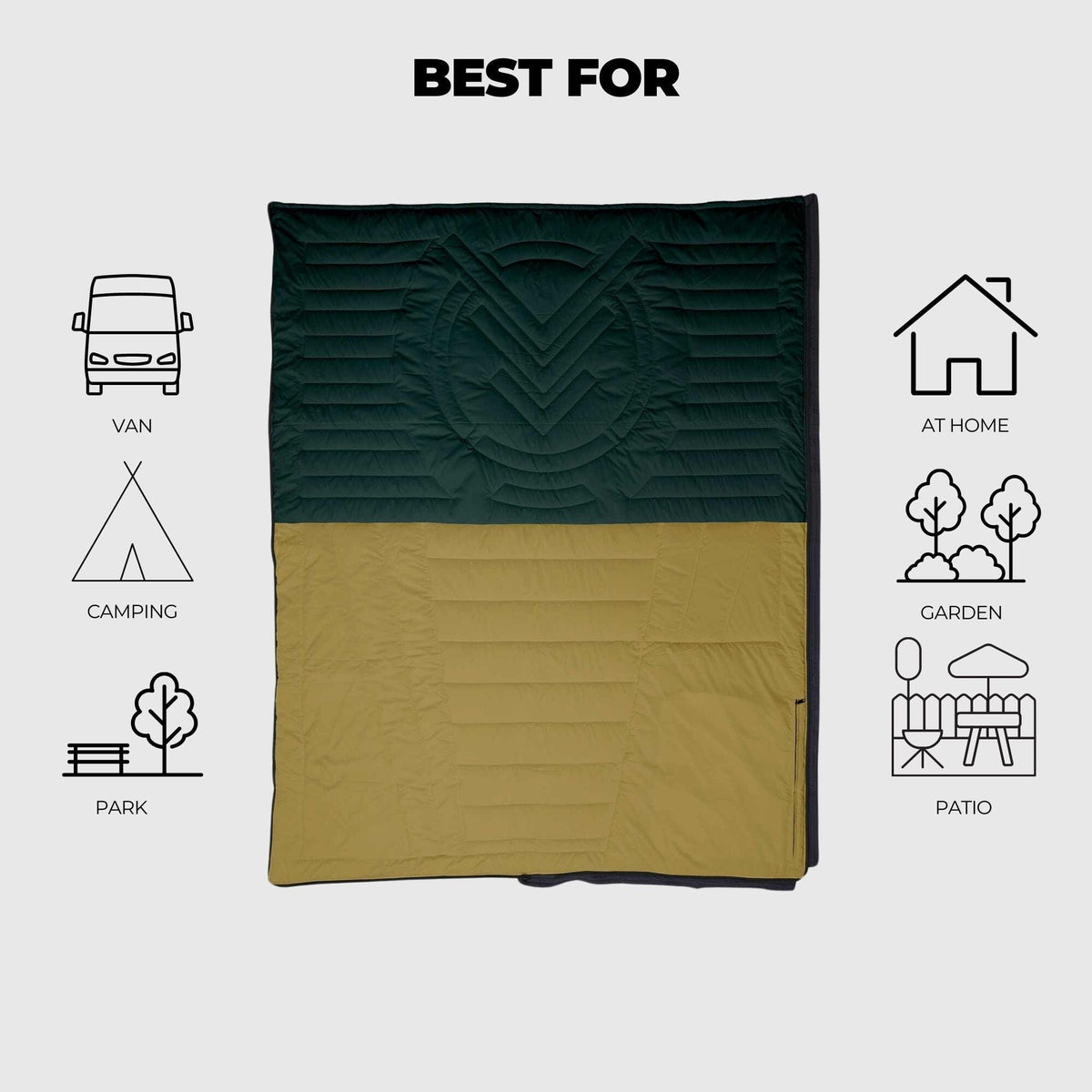 VOITED Slumber Zip Sack Blanket - Green Gabels / Dusty Sand