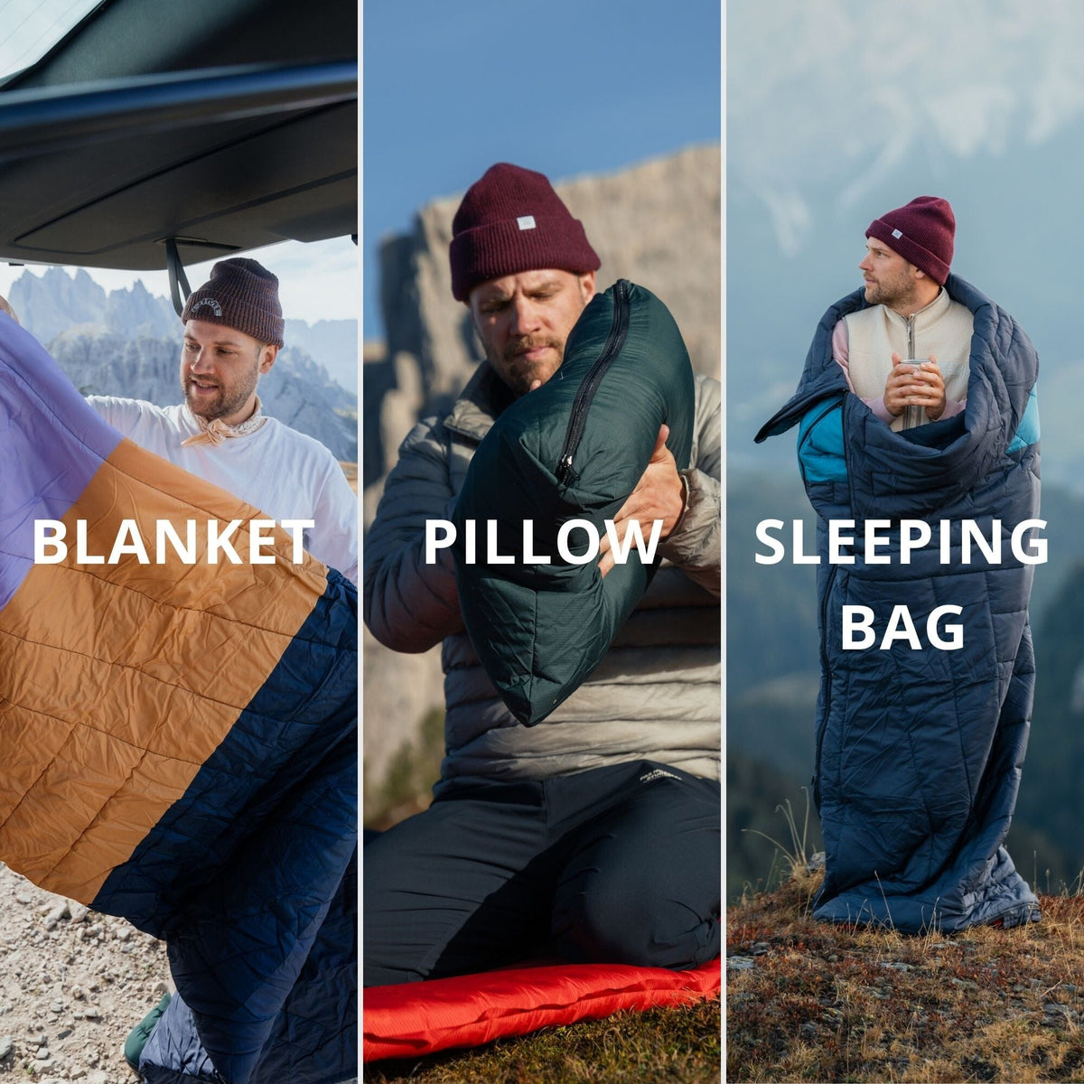 VOITED Slumber Zip Sack Blanket - Green Gabels / Dusty Sand