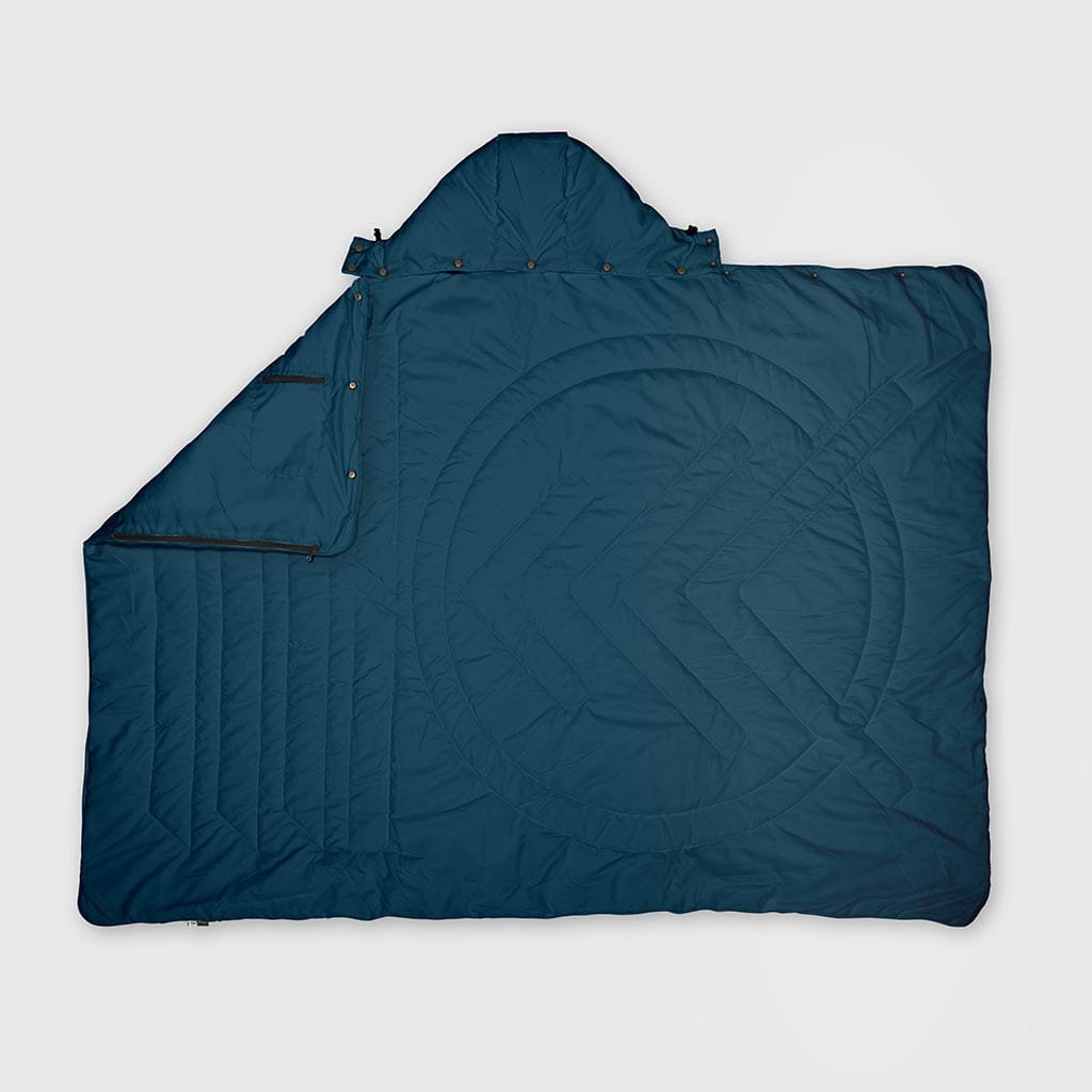 VOITED Compact & Versatile Travel Blanket with Hoodie Legion Blue