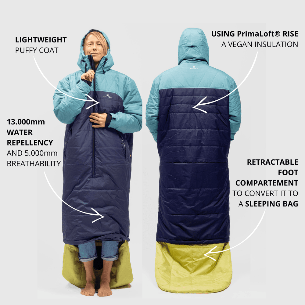 VOITED Premium Slumber Jacket for Camping, Vanlife & Indoor - Navy / Black / Navy