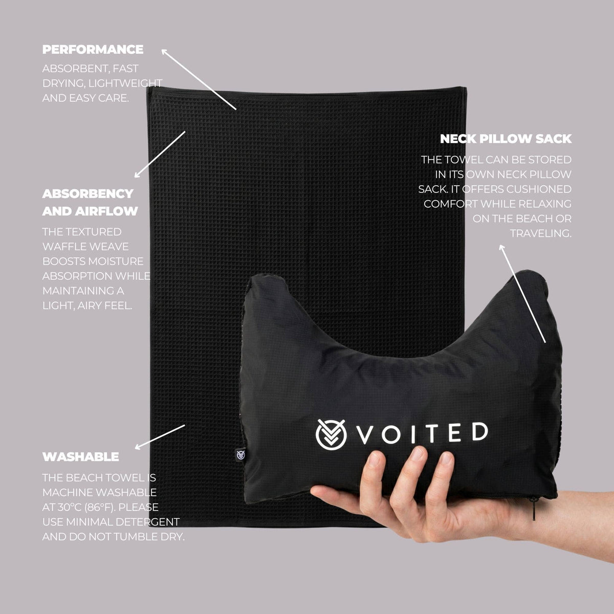 VOITED Beach Towel - Black