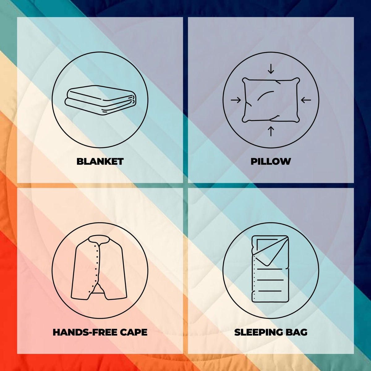 VOITED CloudTouch® Indoor/Outdoor Camping Blanket - Rainbow