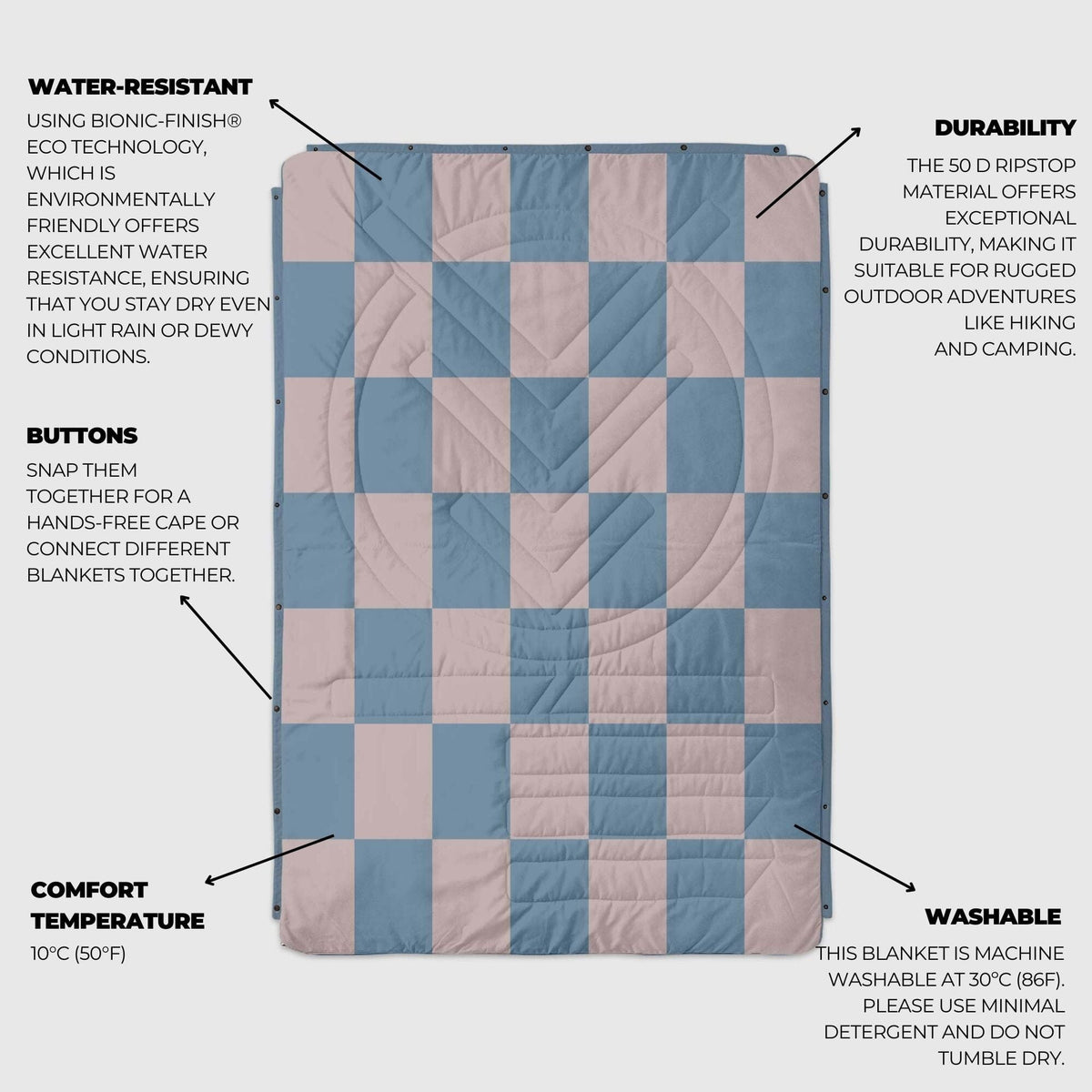 VOITED Fleece Outdoor Camping Blanket - Blue Dancer