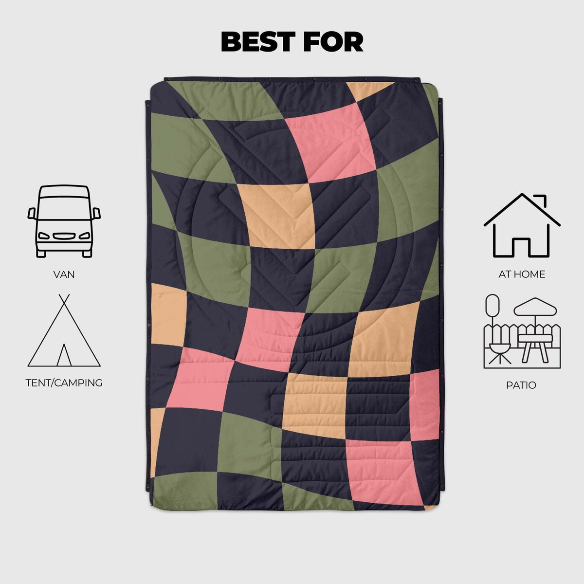 VOITED Mini Traveler Cream Indoor / Outdoor Camping Blanket - Wavecheck