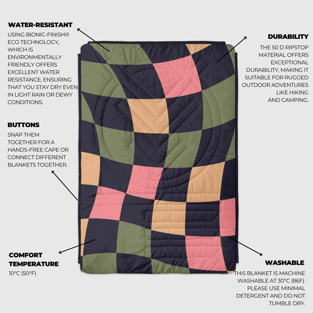 VOITED Mini Traveler Cream Indoor / Outdoor Camping Blanket - Wavecheck
