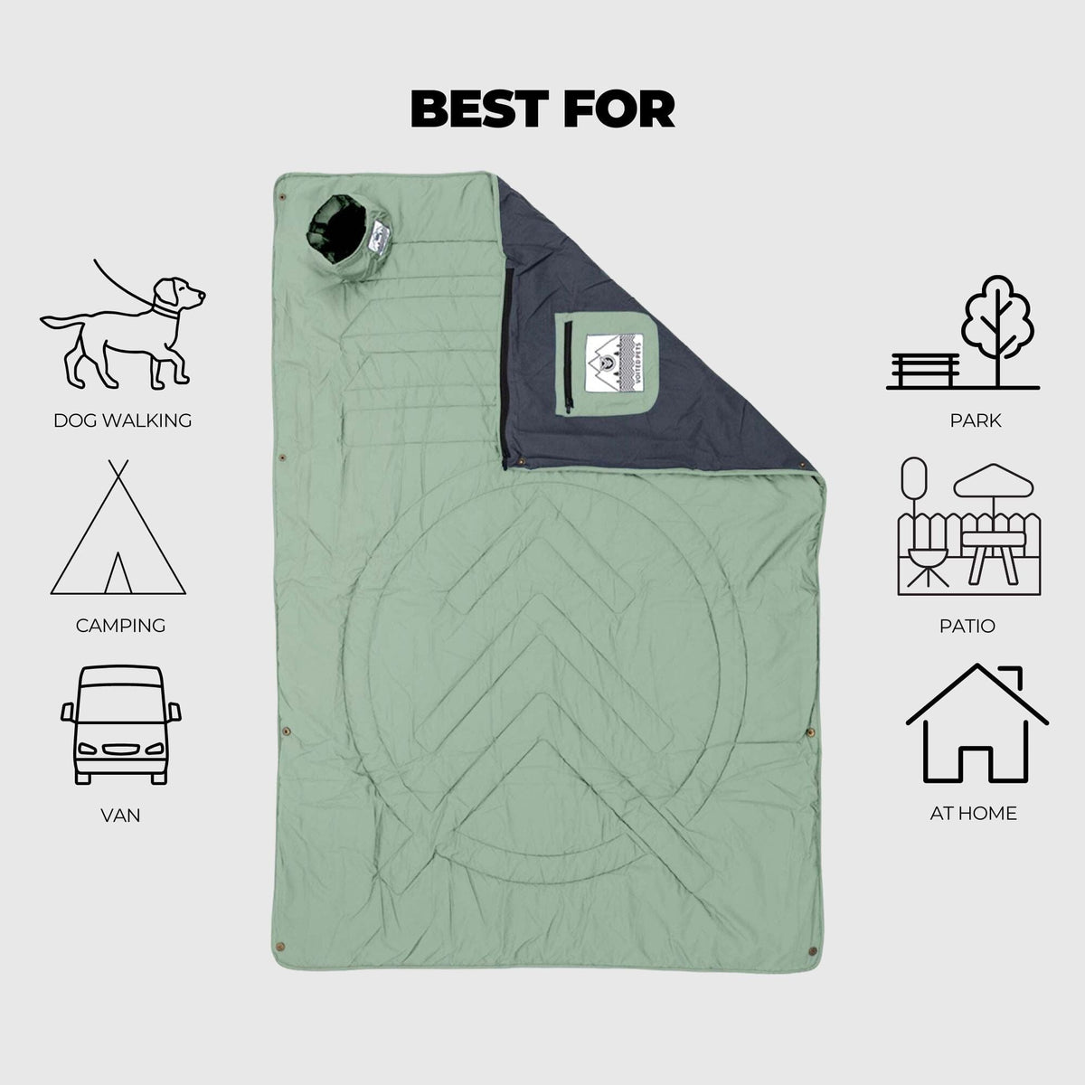 VOITED Quilted Premium Recycled Pet Blanket - Cameo Green