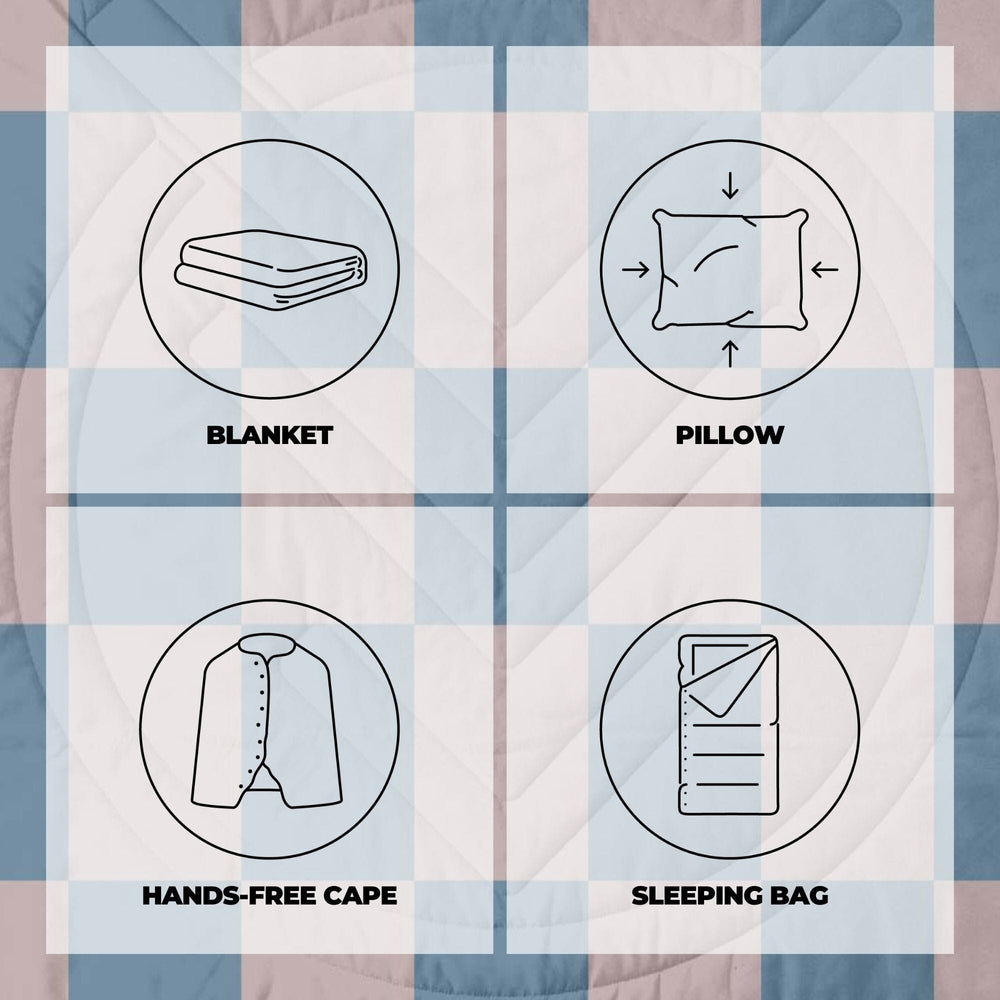 VOITED Recycled Ripstop Outdoor Camping Blanket - Blue Dancer/Sundial