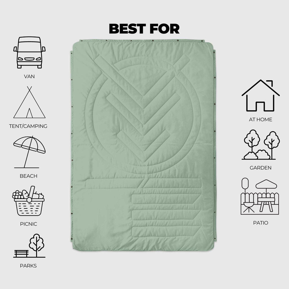 VOITED Recycled Ripstop Outdoor Camping Blanket - Cameo Green/Digital Lavender