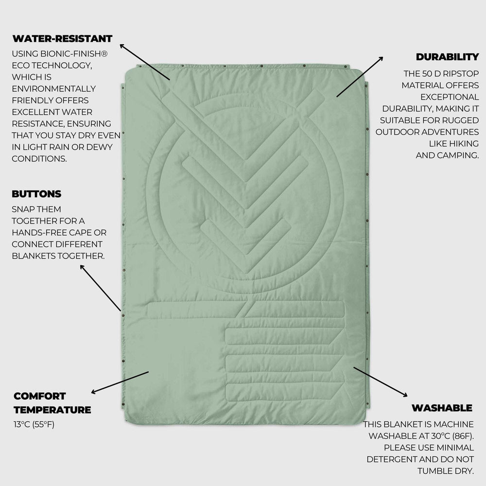 VOITED Recycled Ripstop Outdoor Camping Blanket - Cameo Green/Digital Lavender