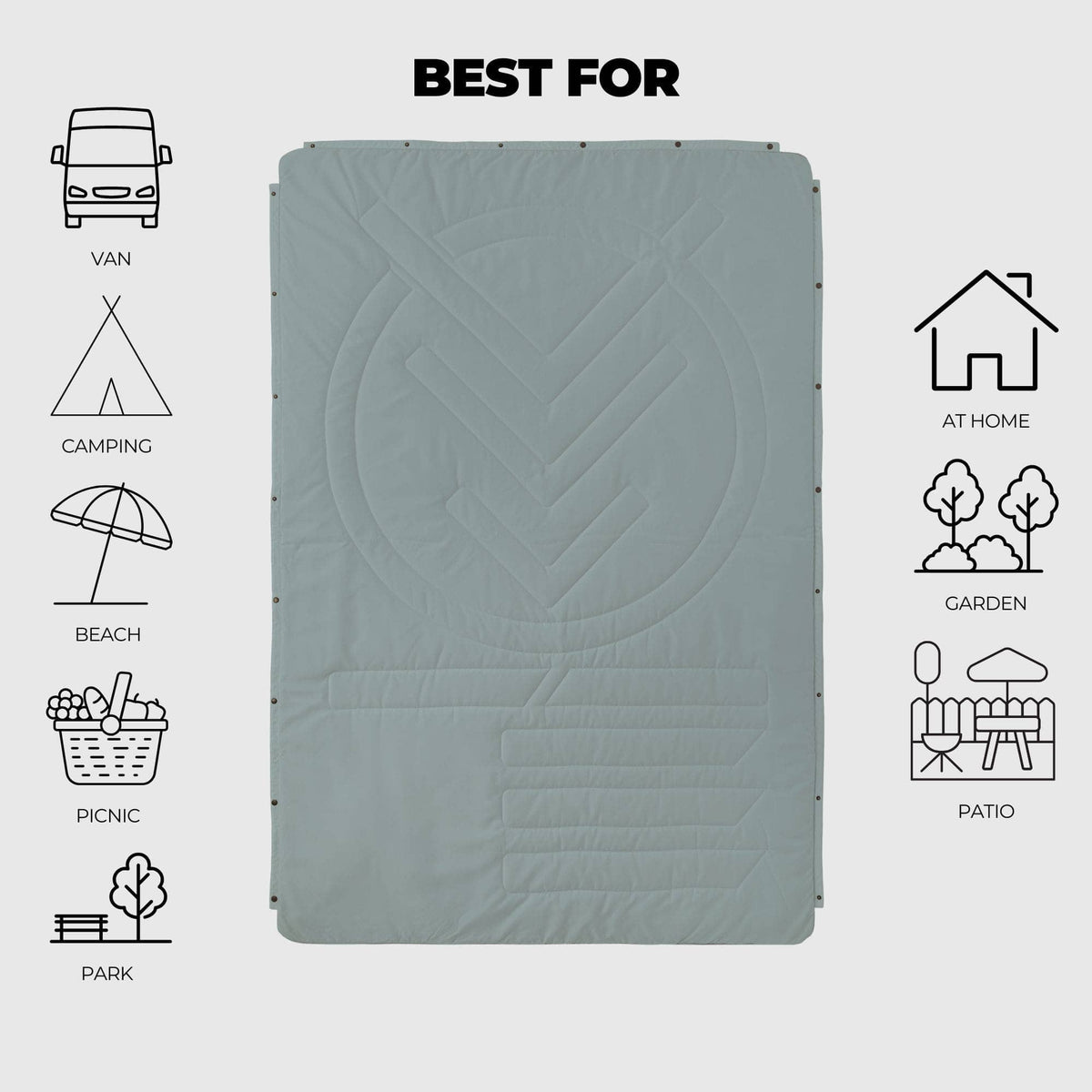 VOITED Recycled Ripstop Outdoor Camping Blanket - Eucalyptus