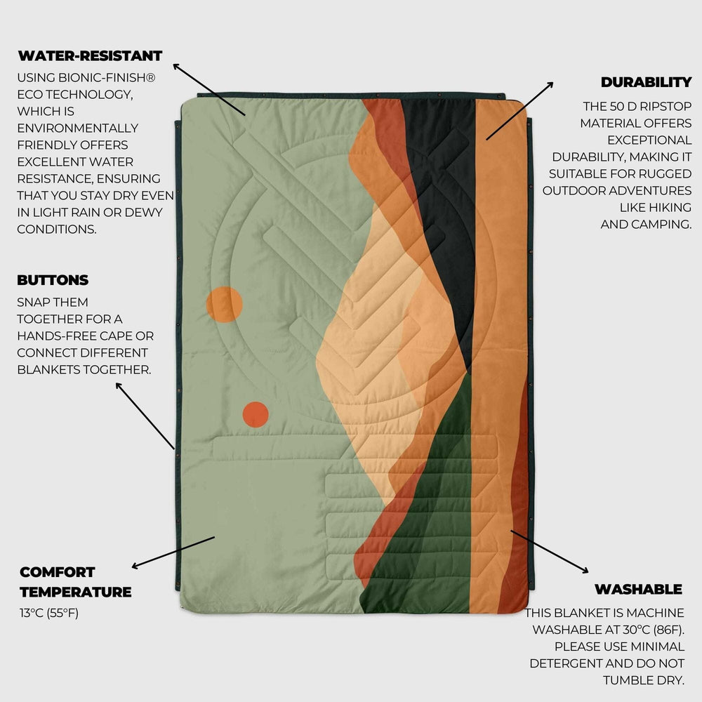 VOITED Recycled Ripstop Outdoor Camping Blanket - Jasper / Tree Green