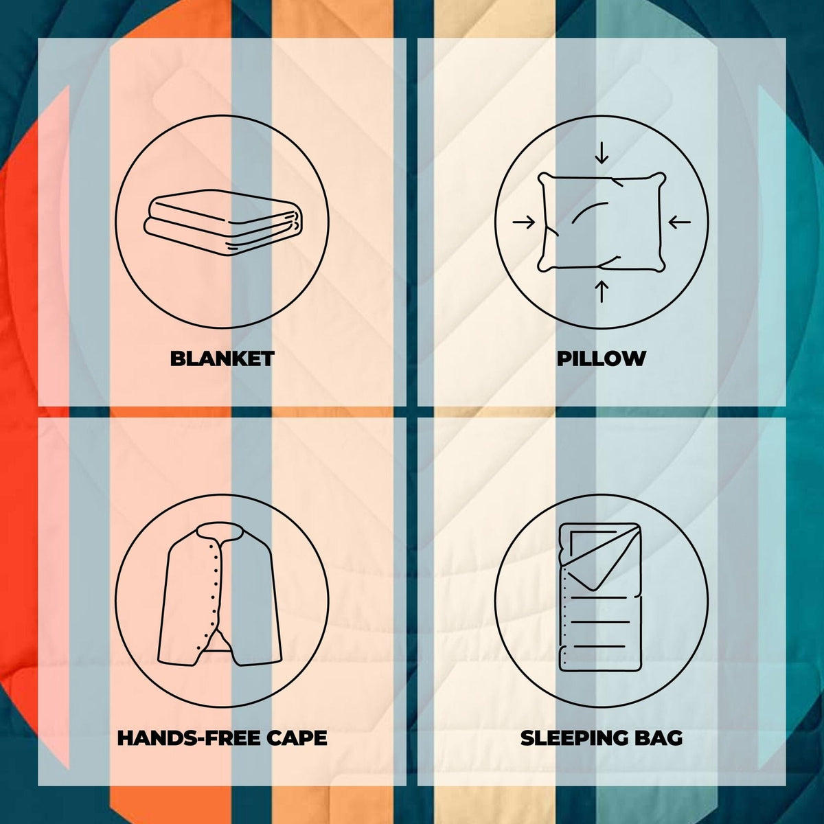 VOITED Recycled Ripstop Outdoor Camping Blanket - Sunset Stripes