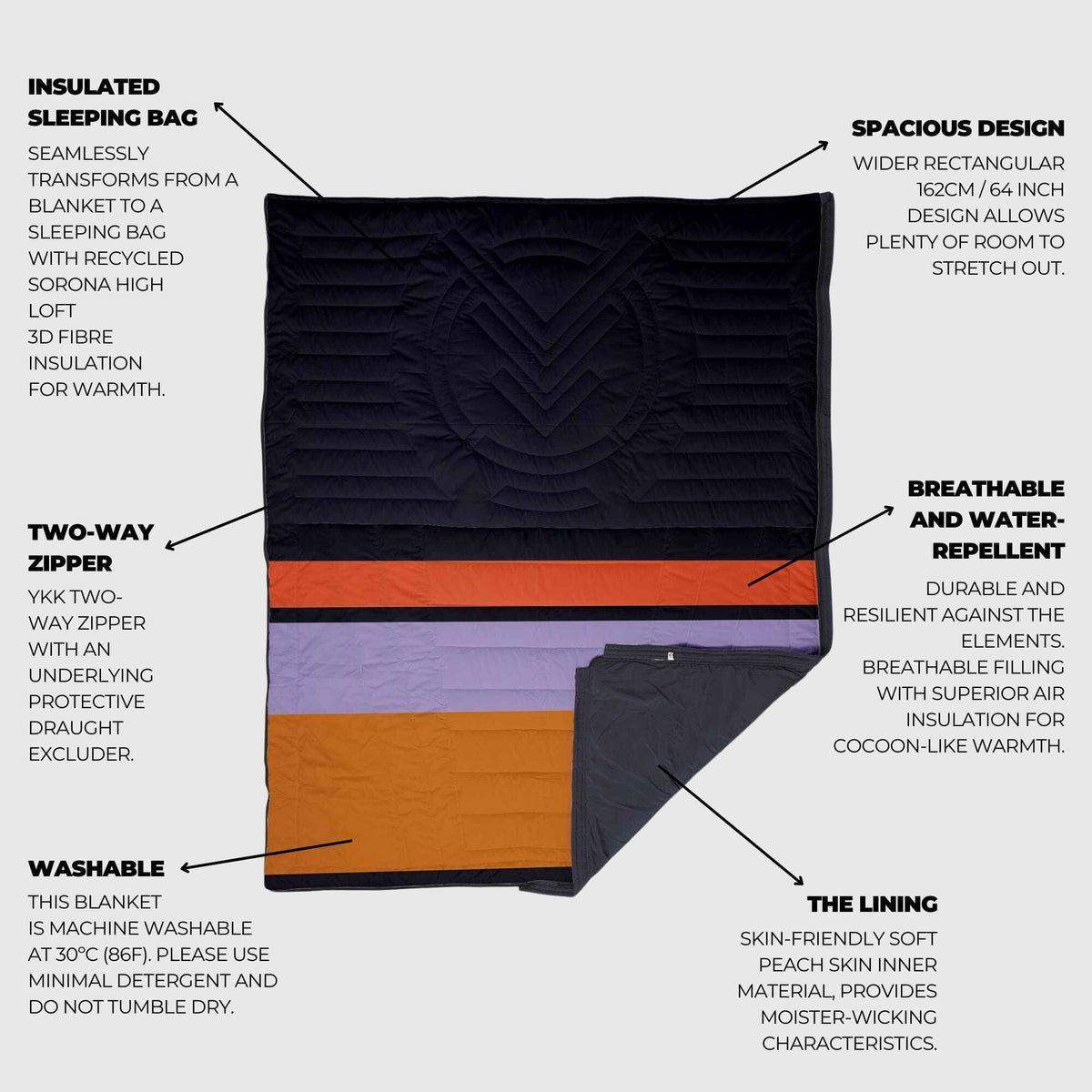 VOITED Slumber Zip Sack Blanket - Blocks
