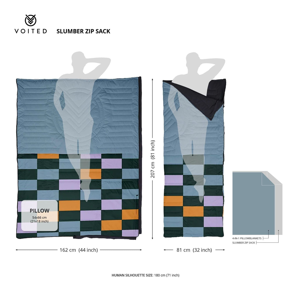VOITED Slumber Zip Sack Blanket - Blocks