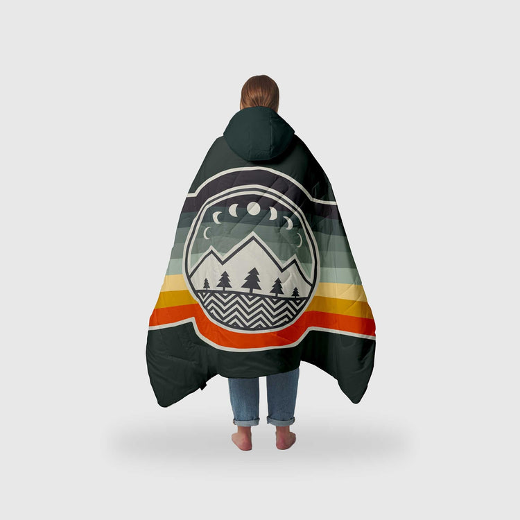 VOITED Compact & Versatile Travel Blanket with Hoodie Camp Vibes