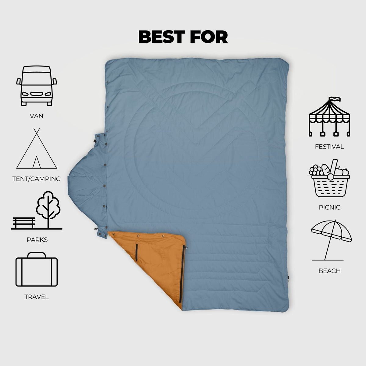 VOITED Recycled Ripstop Travel Blanket - Mountain Spring/Sundial