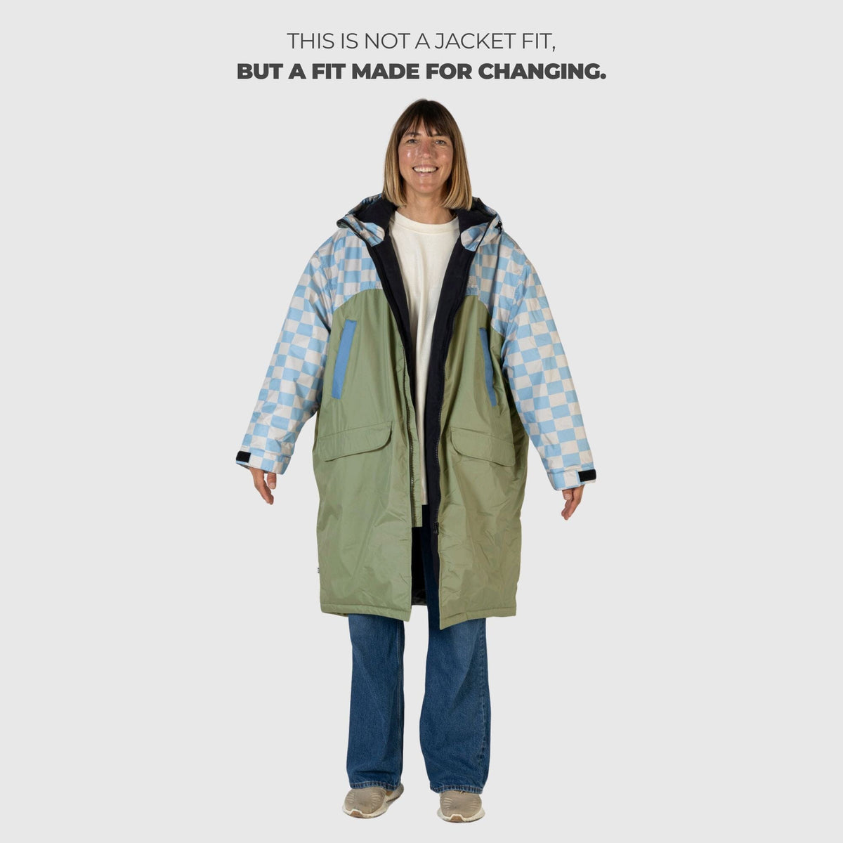 VOITED 3rd Edition Outdoor Changing Robe & Drycoat for Surfing, Camping, Vanlife & Wild Swimming - Blue Dancer