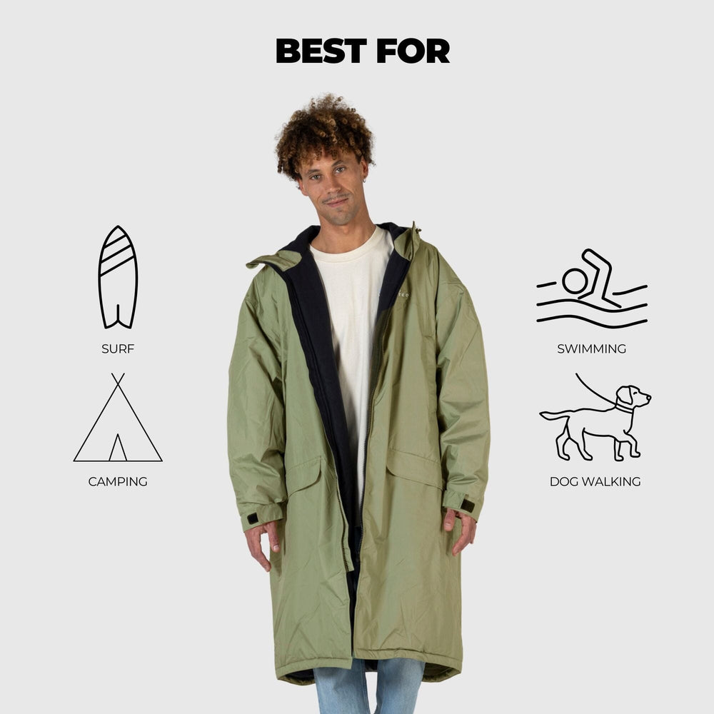 VOITED 3rd Edition Outdoor Changing Robe & Drycoat for Surfing, Camping, Vanlife & Wild Swimming - Olive
