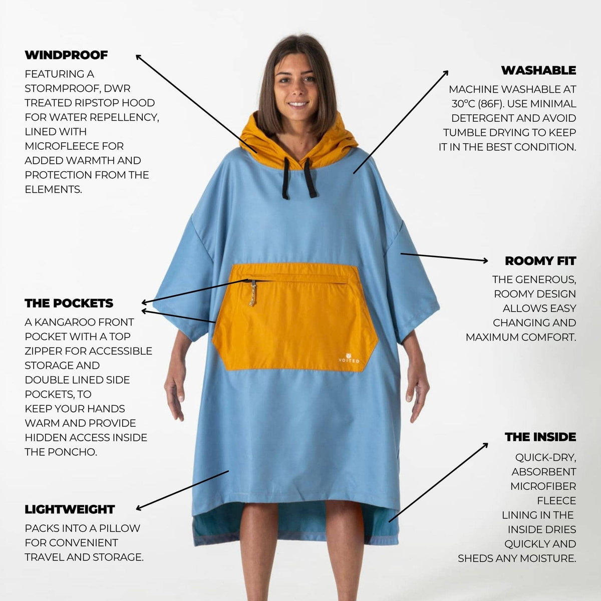 VOITED Micro Fleece Poncho - Mountain Spring/Sundial