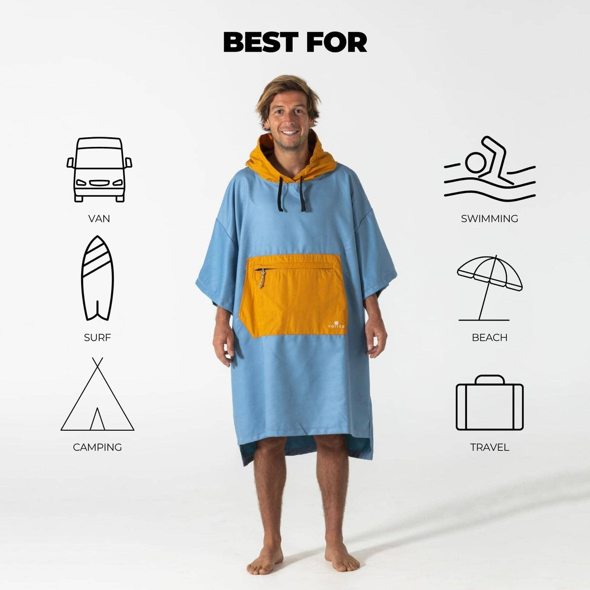 VOITED Micro Fleece Poncho - Mountain Spring/Sundial