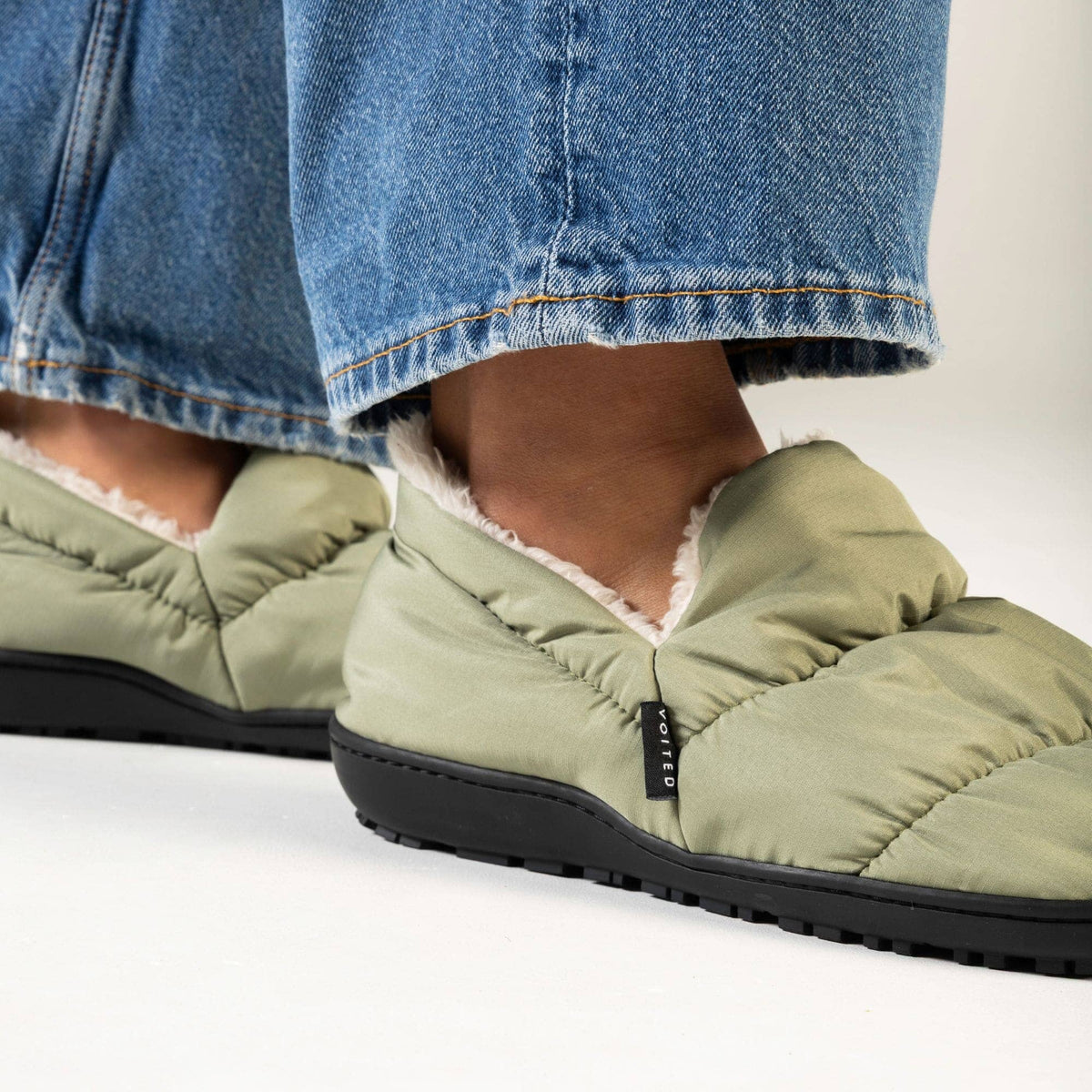 VOITED CloudTouch® Slippers - Lightweight, Indoor/Outdoor Fleece-Lined Camping Slippers - Sage