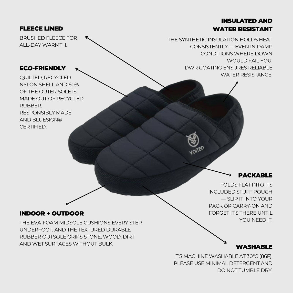 VOITED RidgeLoft SlipOn - Men's fit- Black