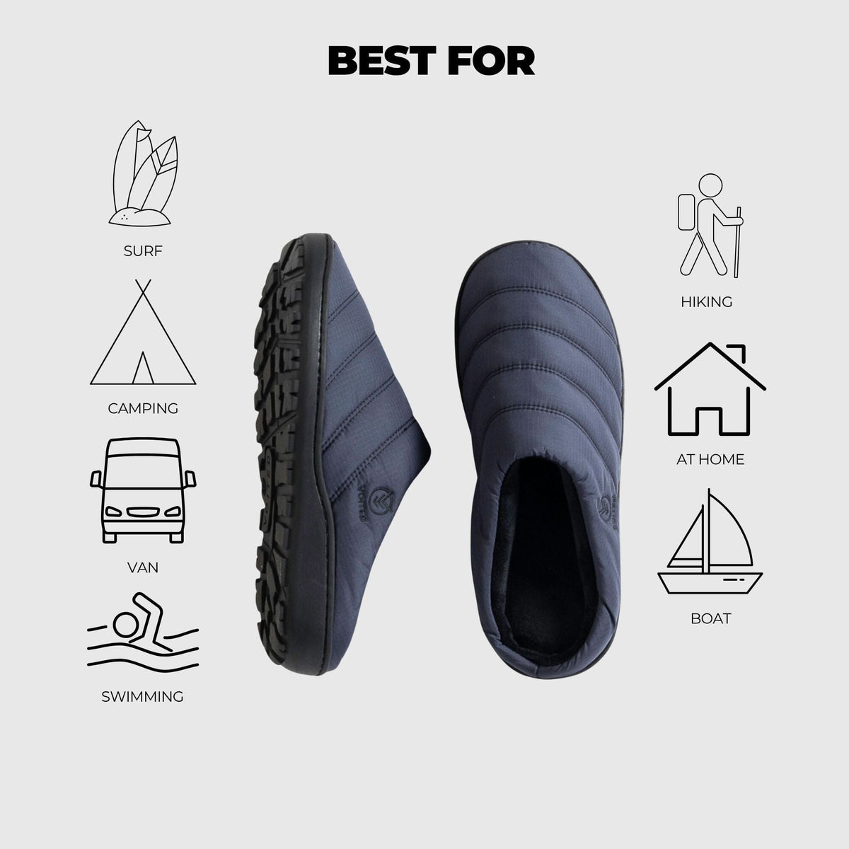 VOITED Soul Slipper - Lightweight, Indoor/Outdoor Camping Slippers - Graphite