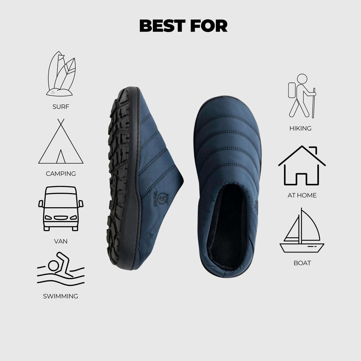 VOITED Soul Slipper - Lightweight, Indoor/Outdoor Camping Slippers - Ocean Navy
