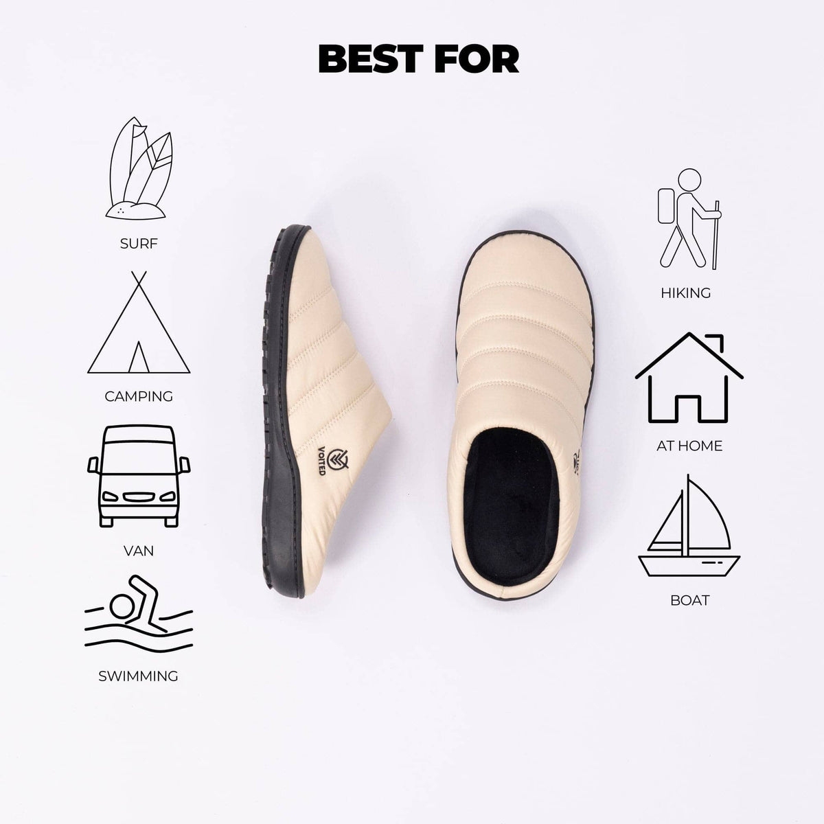 VOITED Soul Slipper - Lightweight, Indoor/Outdoor Camping Slippers - Sand