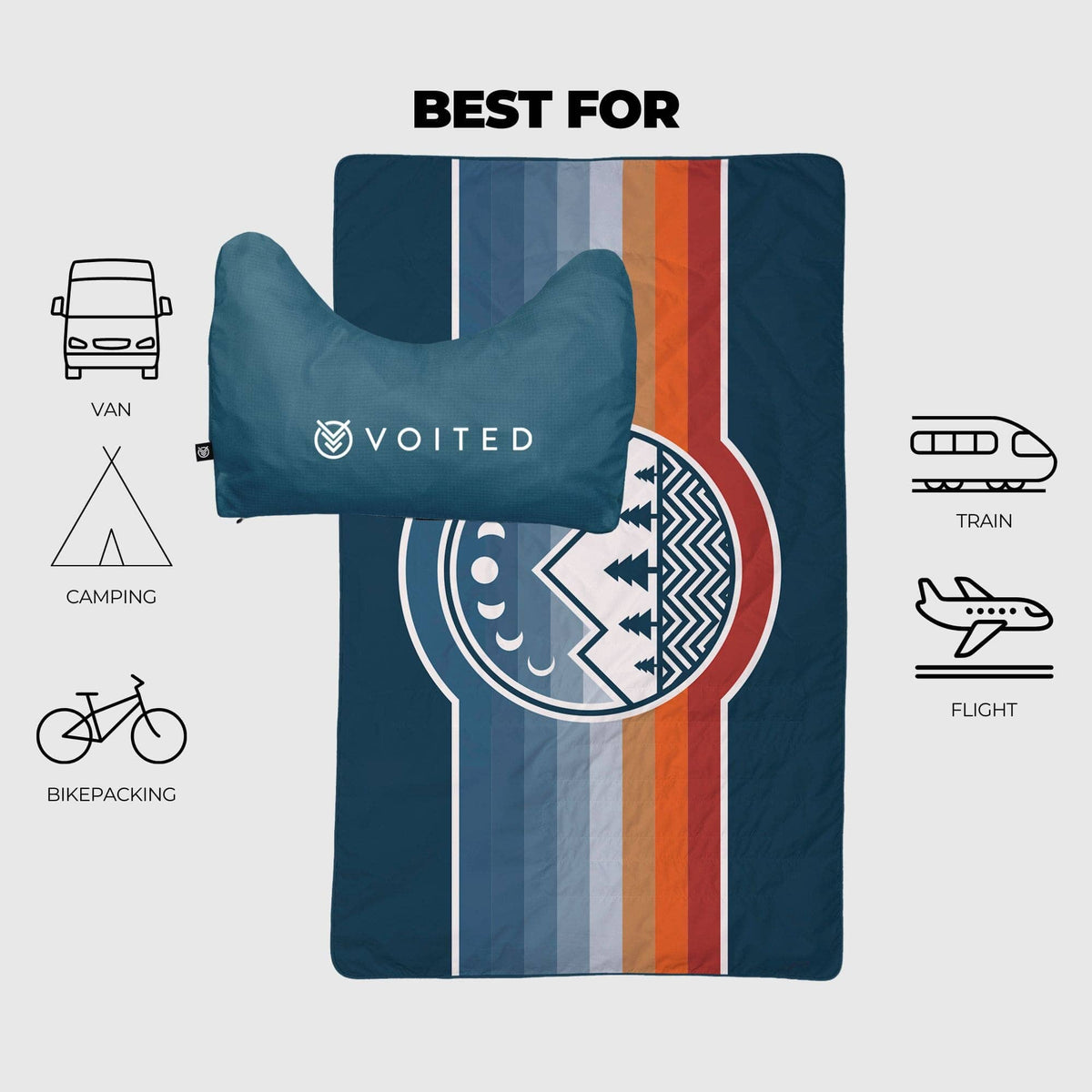 VOITED NeckPack Travel Blanket - Camp Vibes Two