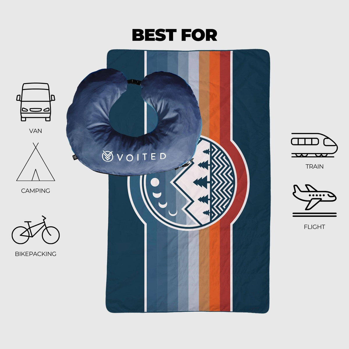 VOITED NeckPack™ Travel PillowBlanket™ - Camp Vibes Two