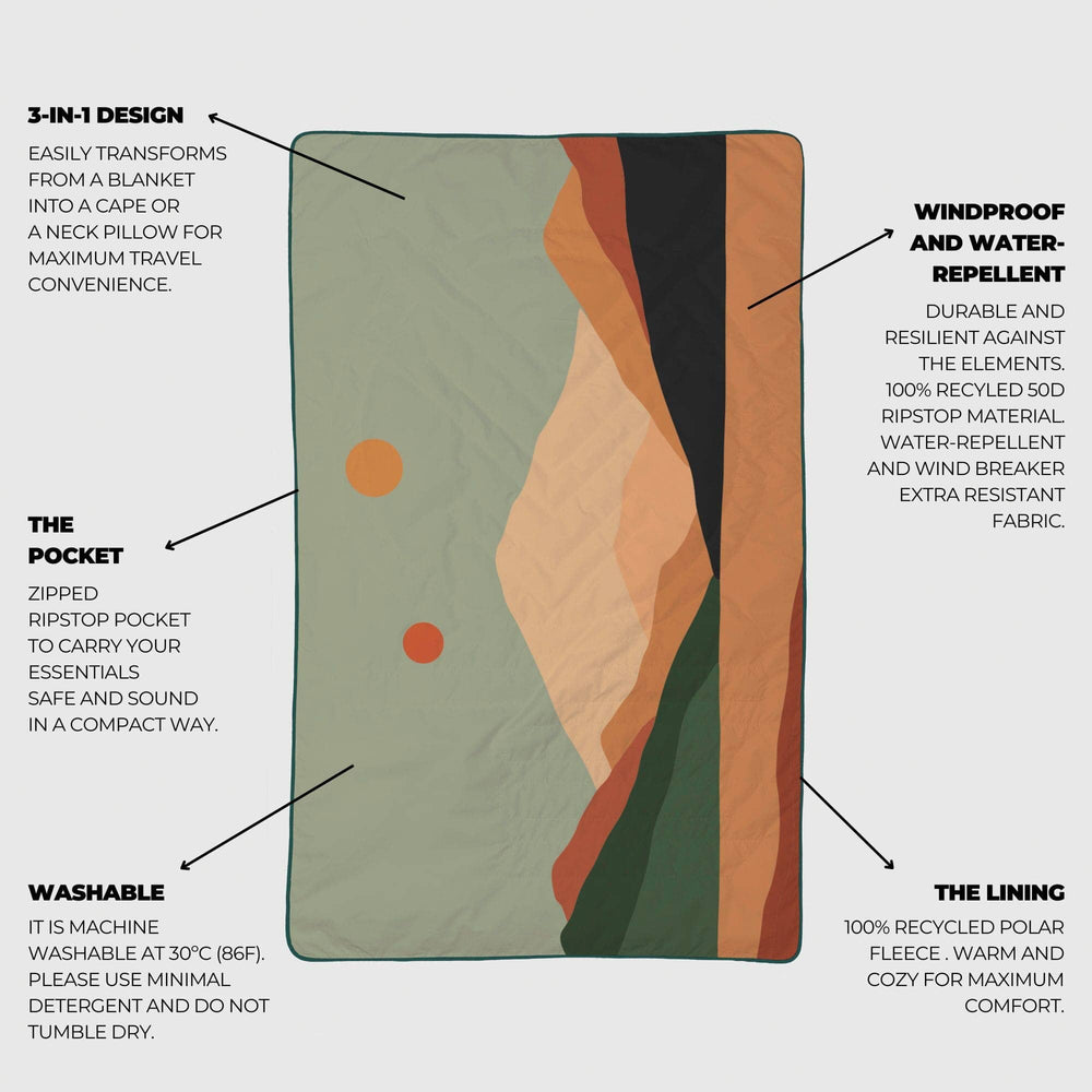 VOITED NeckPack Travel Pillow Blanket - Jasper