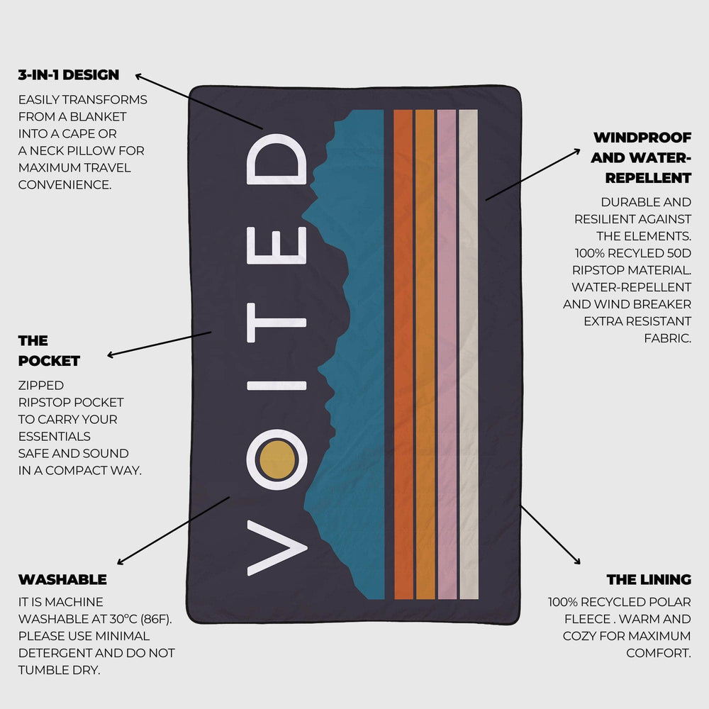 VOITED NeckPack Travel Pillow Blanket - Peaks