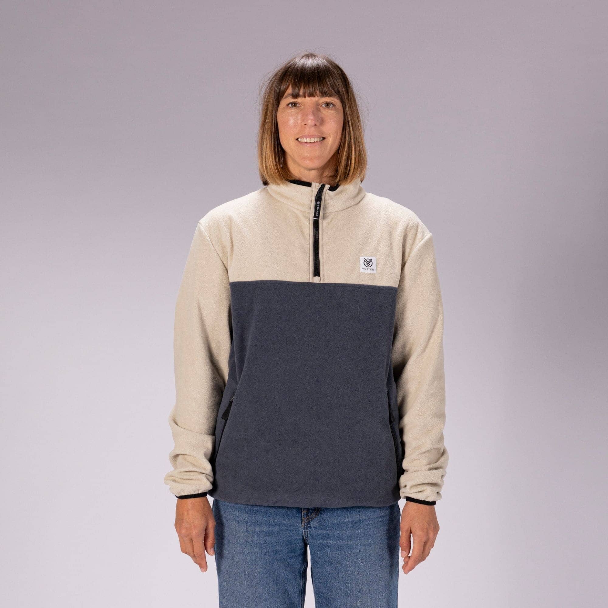 メンズウェア TFW49 HALF ZIP COLLARLESS POLO VOITED Polar Fleece Half Zip | Lightweight, Recycled & Versatile