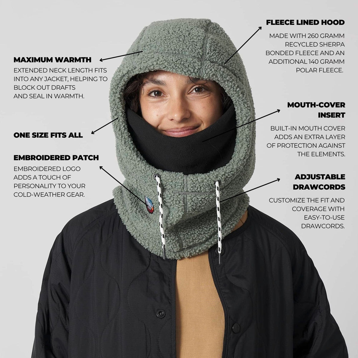 VOITED Polar Fleece Hood - Pistachio