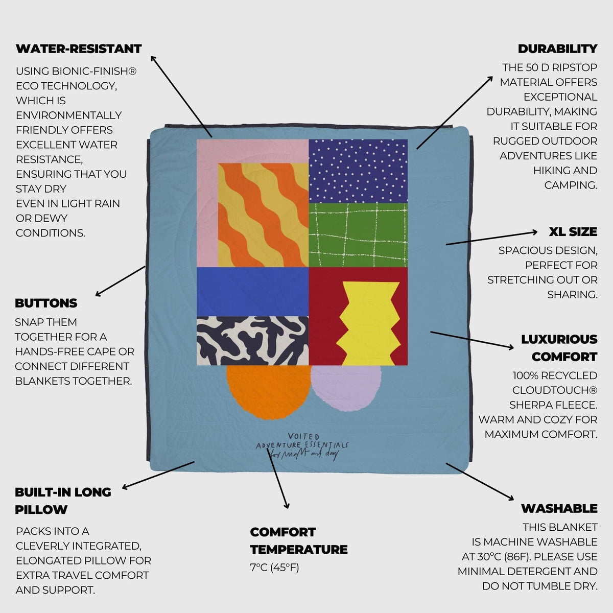 VOITED Queen CloudTouch® Indoor/Outdoor Camping Blanket - Essentials