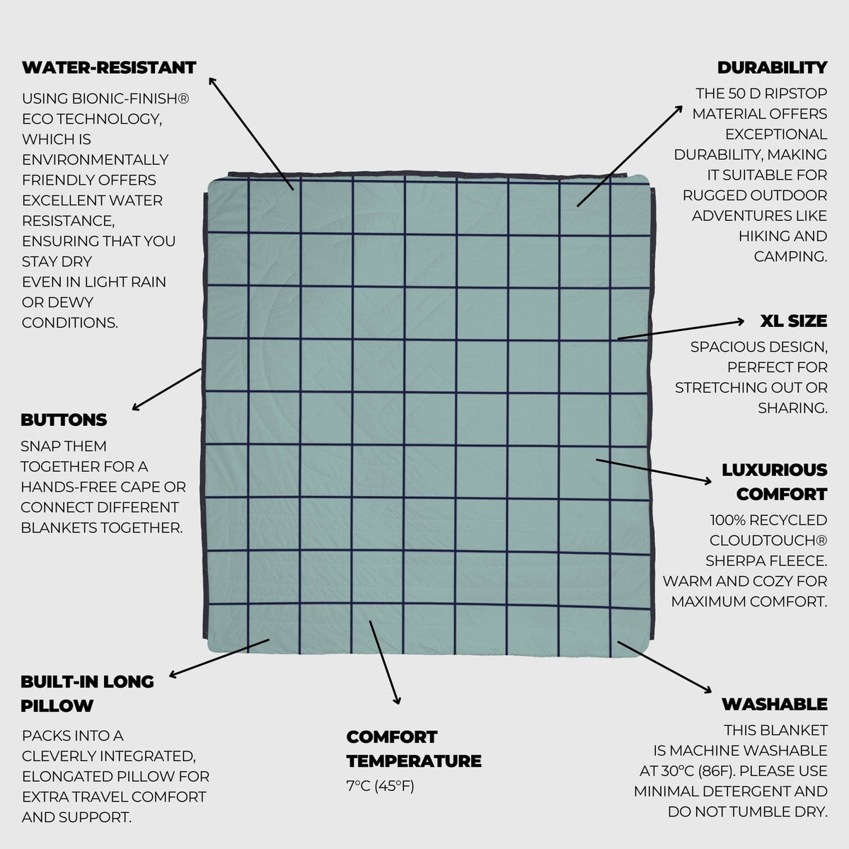VOITED Queen CloudTouch® Indoor/Outdoor Camping Blanket - Pool