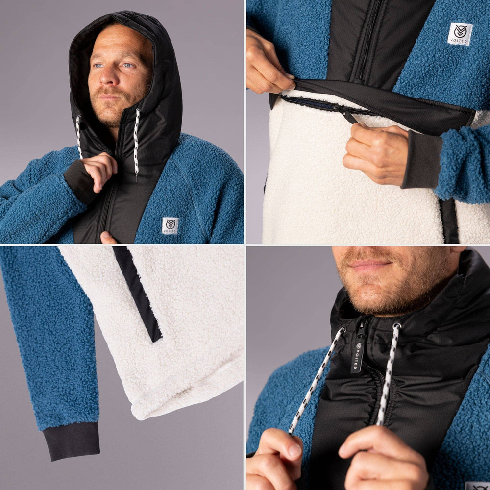 VOITED Sherpa Fleece Hoodie - Blue Steel