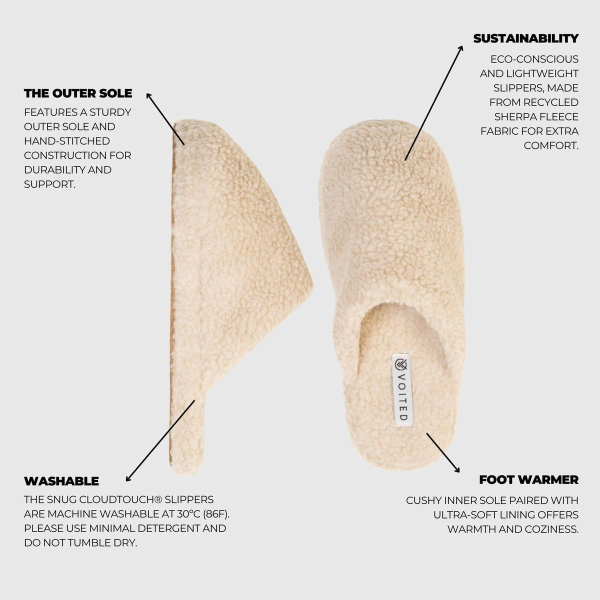 VOITED Snug CloudTouch® Slippers - Cotton