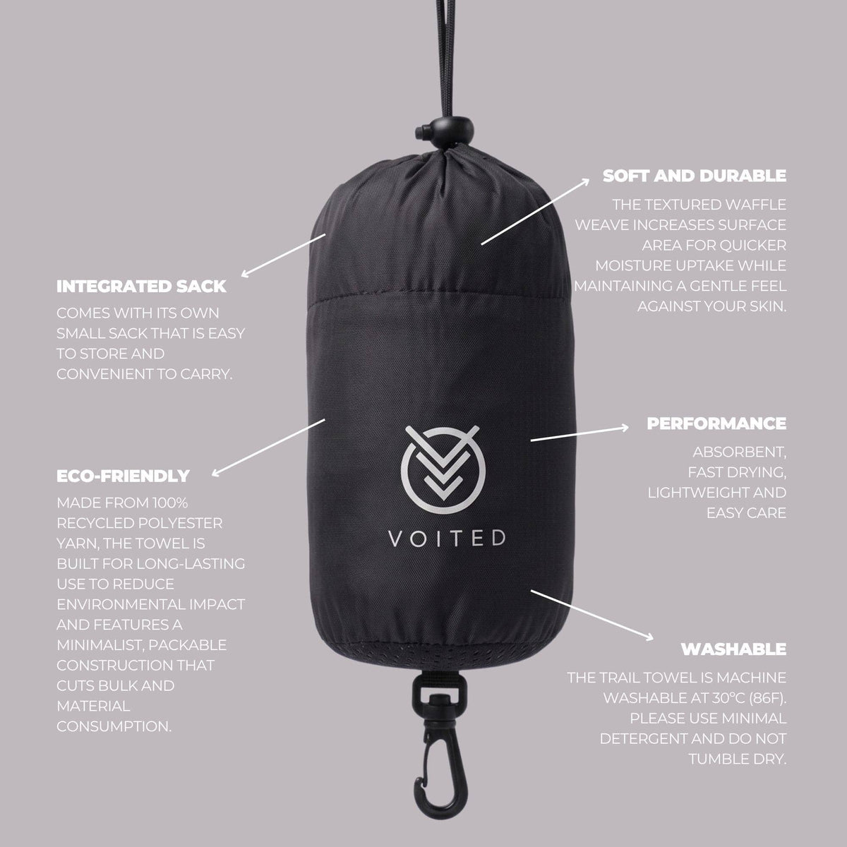 VOITED Trail Towel - Black