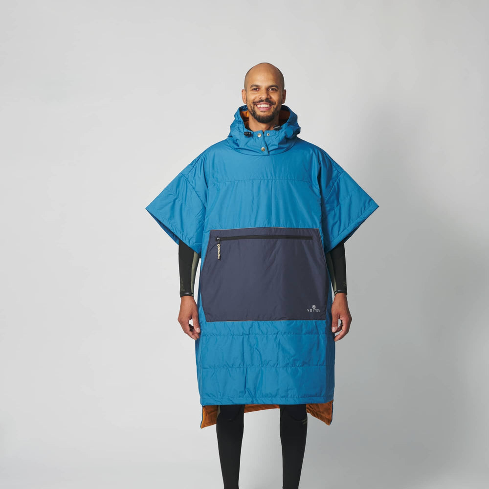 VOITED Outdoor Poncho for Surfing, Camping, Vanlife & Wild Swimming - Blue Steel